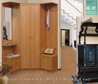 Прихожая с угловым шкафом зеркалом и вешалкой МДФ