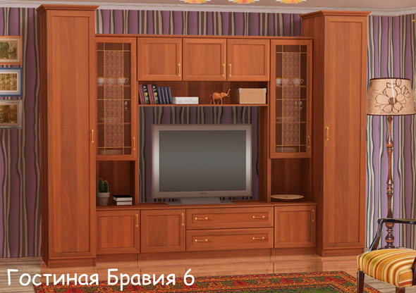 Купить стенку горку в гостиную с колонками и витринами